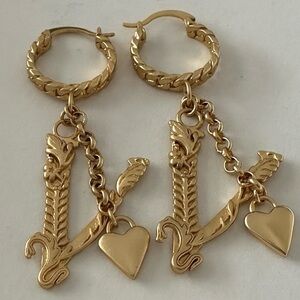 Gold Heart Charm earrings